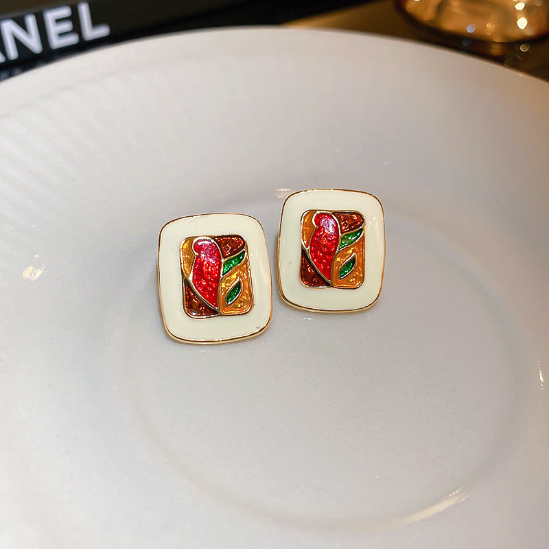 Wholesale Silver Pin Drip Flower Circle Vintage Earrings Metal